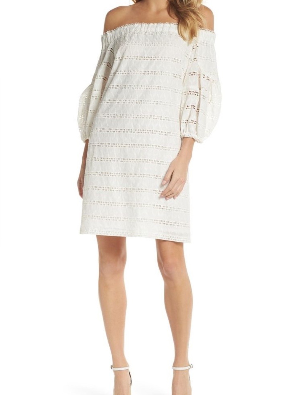 NWT Vince Camuto Boho White Eyelet Off-The-Shoulder Dress